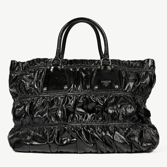 Prada Nero Vernice Gaufre Leather Tote - Picture 1 of 11